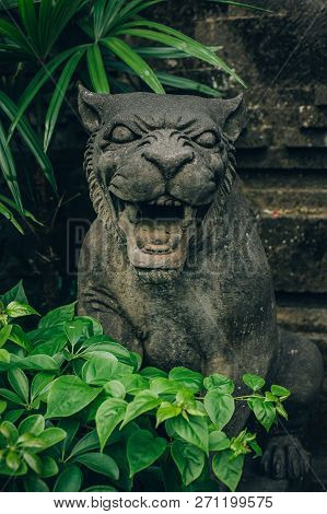 Closeup Portrait Of Hindu Buddhist Traditional Animal Sculpture. Bali, Indonesia
