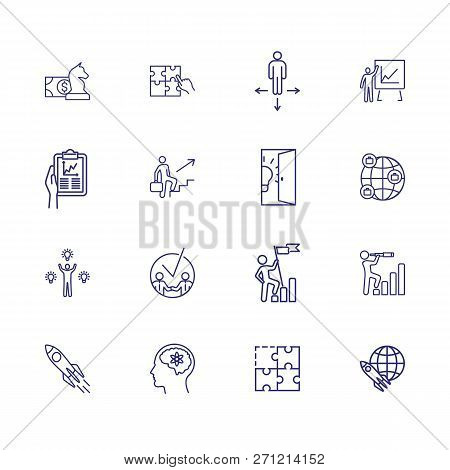 Prospect Icons. Set Of Line Icons. Partnership, Success, Solution. Progress Concept. Vector Illustra