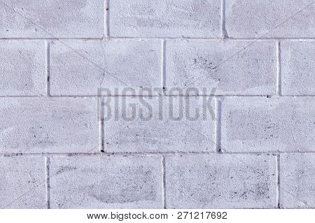 Detail Of An Old Block Wall Painted White Background.