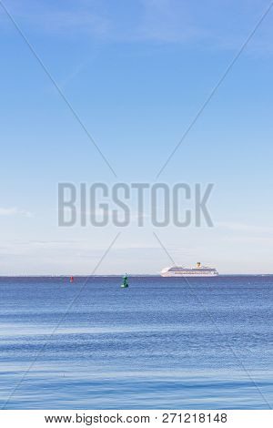 White Liner Sailing In The Gulf Of Finland