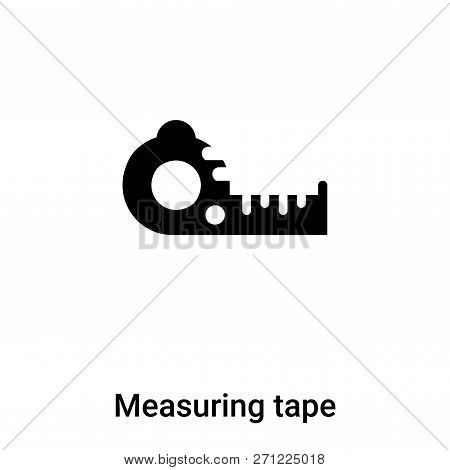 Measuring Tape Icon In Trendy Design Style. Measuring Tape Icon Isolated On White Background. Measur