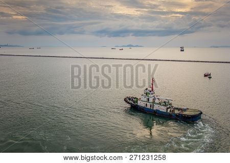 Fishing Vessel  Departs From Port At Laem Chabang