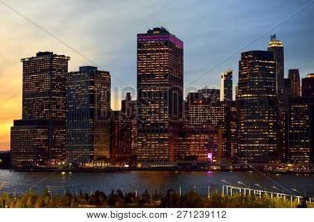 Amazing New York City Manhattan Skyline Panorama View Over Hudson River. Sightseeng Tour In Nyc.