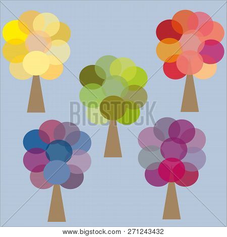 Five Colored Trees Pattern Background Image Symbol