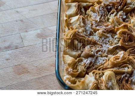 Turkish Food From Artvin called Silor dessert / Rolled and Fried phyllo.