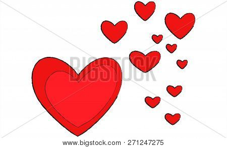Set Group Of Red Hearts Symbol Feeling