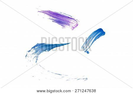 Oil Acrylic Paint Color Blue Dark Color. Hand-drawn Swabs And Splash