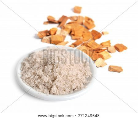 Smoked Table Salt Isolated On White Background