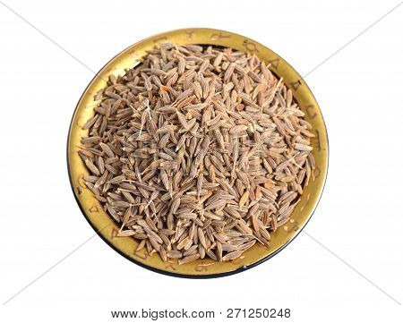 Cumin Or Zira Seed. Isolated On White Background