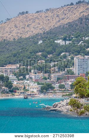 Peguera, Cala Fornells, Mallorca, Spain - July 24, 2013: View Of Peguera And Cala Fornells From The 