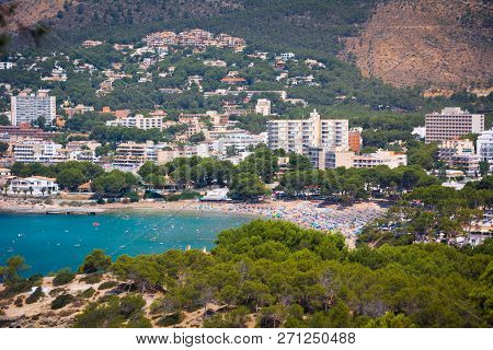 Peguera, Cala Fornells, Mallorca, Spain - July 24, 2013: View Of Peguera And Cala Fornells From The 