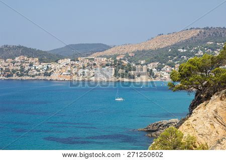 Peguera, Cala Fornells, Mallorca, Spain - July 24, 2013: View Of Peguera And Cala Fornells From The 