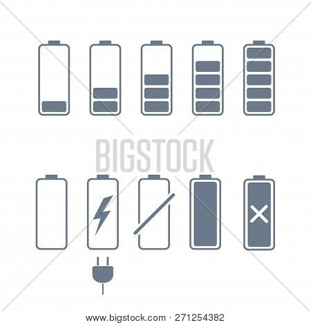 Discharged To Fully Charged Battaries, Isolated Vector Icons