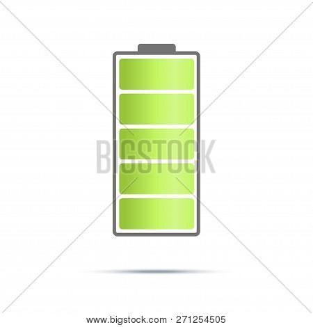 Fully Charged Battary Icon On Light Background