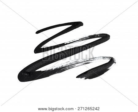 Black Make Up Squiggle On White Background With Clipping Path