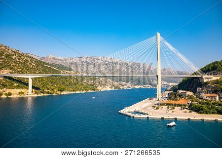 Dubrovnik, Croatia - 20.10.2018: The Franjo Tudjman Bridge In Dubrovnik In Croatia