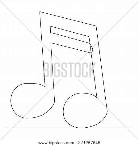 Continuous Single Drawn One Line Note Hand-drawn Picture Silhouette. Line Art. Doodle.note Sixteenth