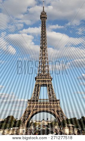 Electromagnetic Waves From The Antenna Of The Eiffel Tower In Paris In France