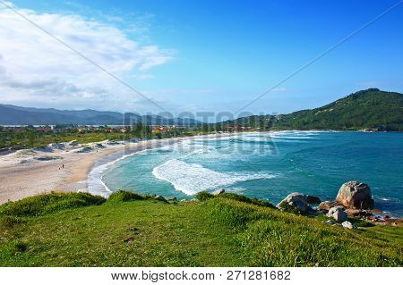 Ferrugem, Santa Catarina, Brazil.panoramic View Of Ferrugem Beach From The Top Of A Hill.