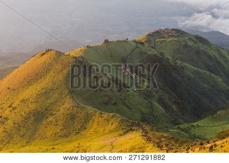 The Beauty Of The Teletubbies Hill On Mount Merbabu In The Morning
