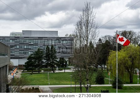 Vancouver, Canada - April 14, 2018: Langara College Building Spring Time In April.