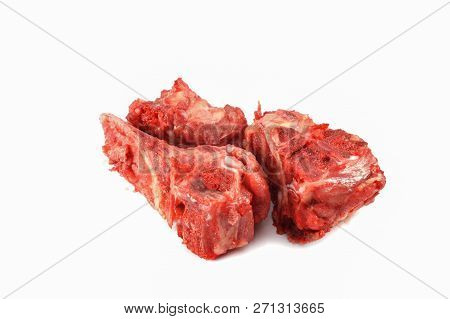 raw pork bones isolated / fresh of bone used for cooking boiled soup isolated on white background
