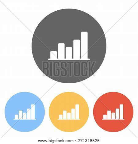 Finance Grapgic, Grow. Set Of White Icons On Colored Circles
