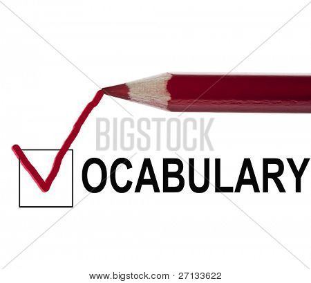 Vocabulary message and red pencil
