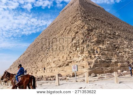 Giza Museum Complex, Egypt - 27 August 2017: Pyramids Of Giza. Great Pyramids Of Egypt. The Seventh 