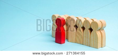 Red Man Coming Out Of The Crowd. The Chosen Person Among Others. A Talented Worker. Promotion. Conce