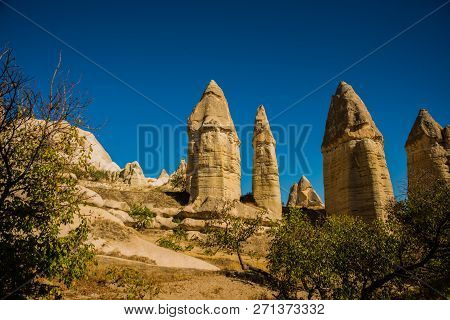 Love Valley, Gorkundere.beautiful Landscape With Mountains In Summer In Sunny Weather. Cappadocia, A