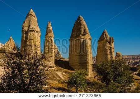 Love Valley, Gorkundere.beautiful Landscape With Mountains In Summer In Sunny Weather. Cappadocia, A