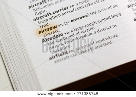 The Word Or Phrase Aircrew In A Dictionary Highlighted With Marker.