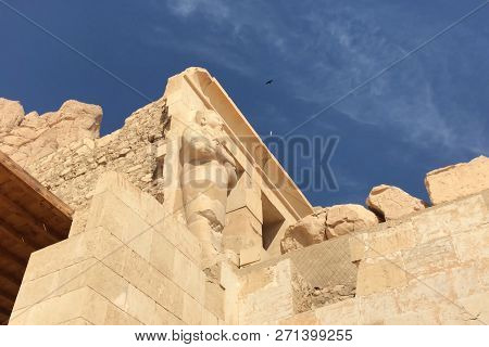 Buildings And Columns Of Ancient Egyptian Megaliths. Ancient Ruins Of Egyptian Buildings