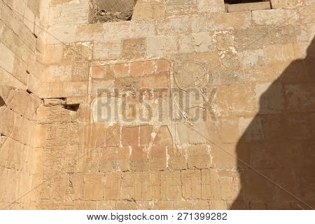 Buildings And Columns Of Ancient Egyptian Megaliths. Ancient Ruins Of Egyptian Buildings