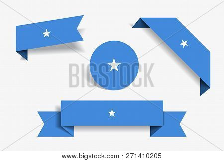 Somalian Flag Stickers And Labels. Vector Illustration.