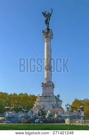 Girondins Monument With Column And  Statue Of An Angel Of Liberty, Bordeaux, France