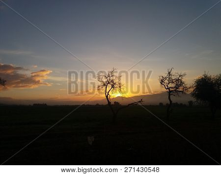 Stunning Sunrise Slowly Starting To Illuminate Algerian Landscape