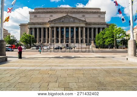 Washington, Usa - June 23, 2017: The Building Of The National Archives Of The United States
