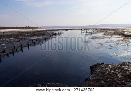 View Of The Salt Lake Chokrak. Crimea