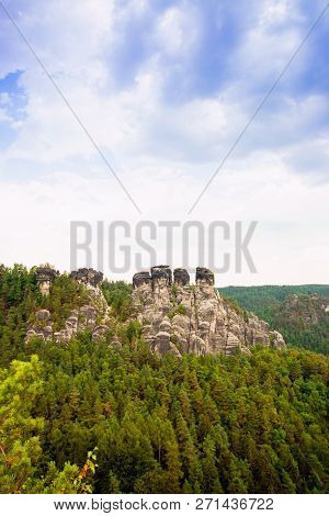 Rock Formations Of The Elbe Sandstone Mountains Around The Baste