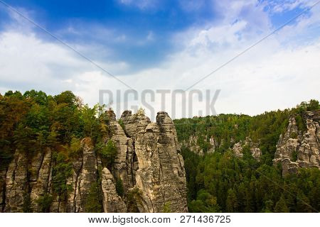 Rock Formations Of The Elbe Sandstone Mountains Around The Baste