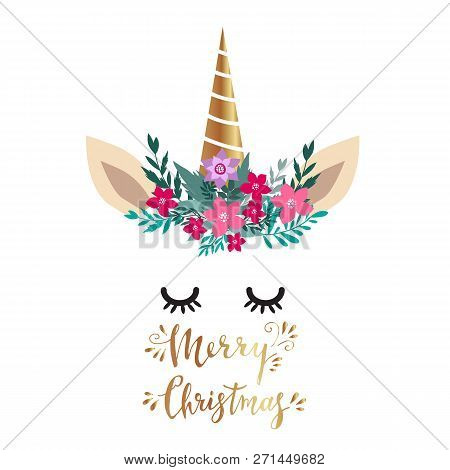 Merry Christmas. Hand Drawn Christmas  Card With Reindeer. Holiday Art Background. Unique Hand Drawn
