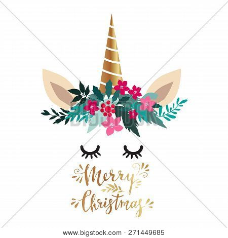 Merry Christmas. Hand Drawn Christmas  Card With Reindeer. Holiday Art Background. Unique Hand Drawn