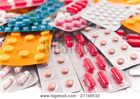 packs of medical pills and tablets