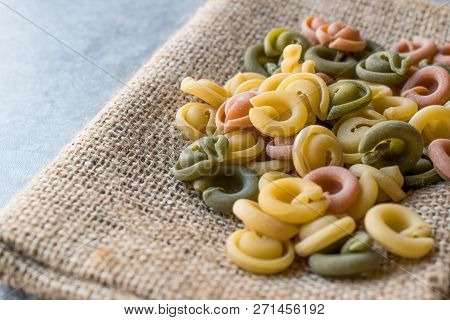 Ufo Shaped Colorful Junior Raw Pasta On Sack / Colored Or Tri Color