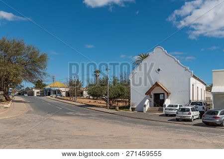 Clanwilliam, South Africa, August 22, 2018: A Street Scene, With The Historic First Dutch Reformed C