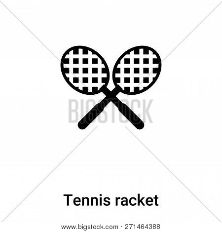 Tennis Racket Icon In Trendy Design Style. Tennis Racket Icon Isolated On White Background. Tennis R