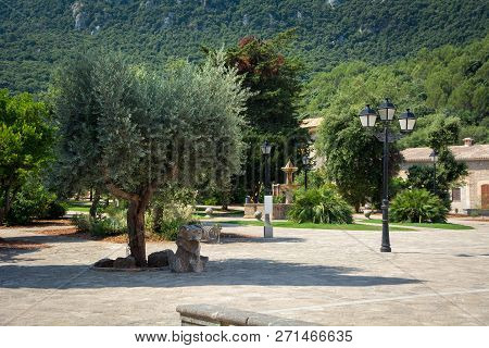 Mallorca, Spain - July 19, 2013: Santuari De Lluc. View Of The Famous Monastery On The Island Of Mal