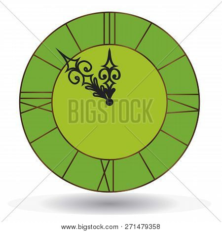 Wall Clock Classic, In Green With Figured Arrows